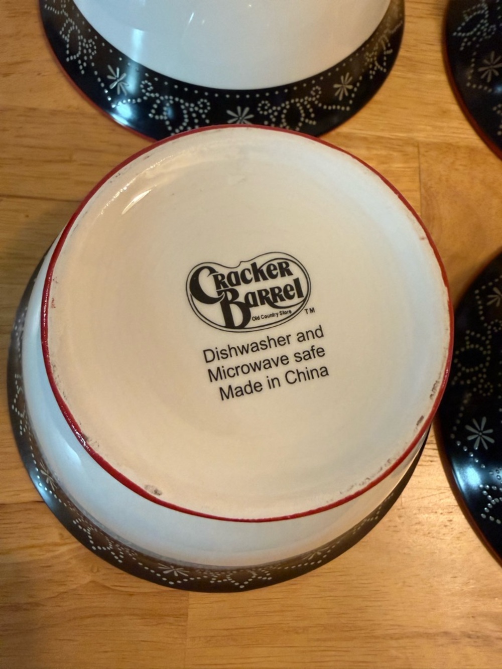 Cracker Barrel White and Red Rooster Ceramic Serving Bowls - Set of 4 - Picture 9 of 13